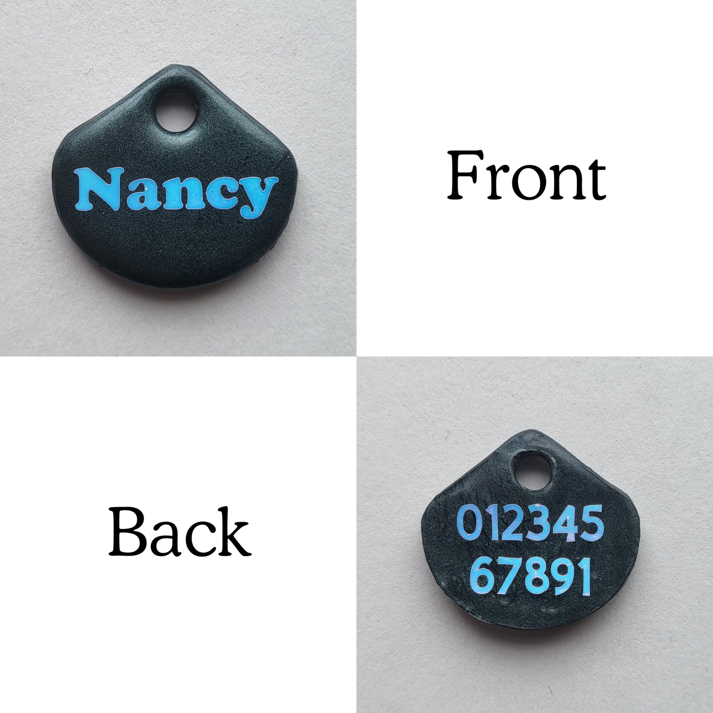 Custom dog or cat ID tag in midnight black